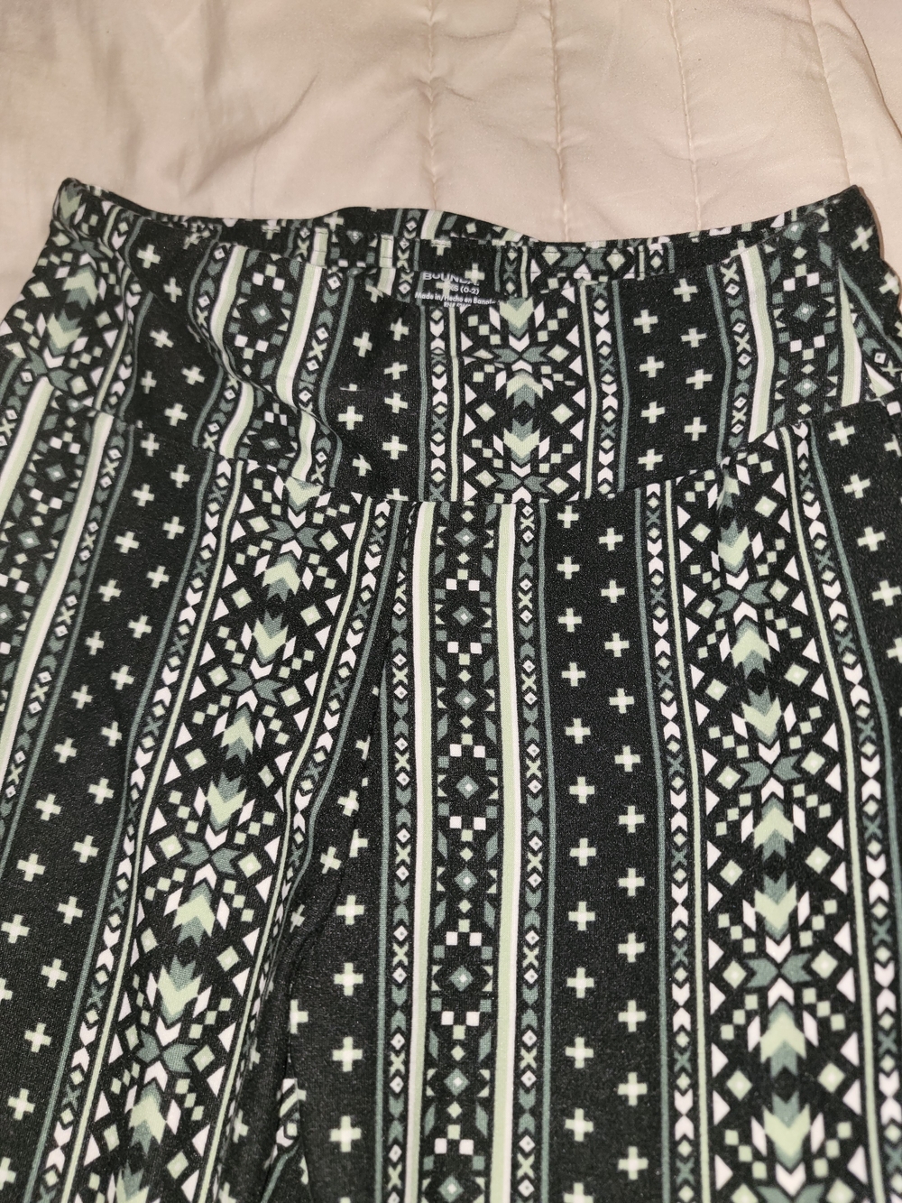 No Boundaries Black & White Printed Flare Pants - Picture 3 of 5